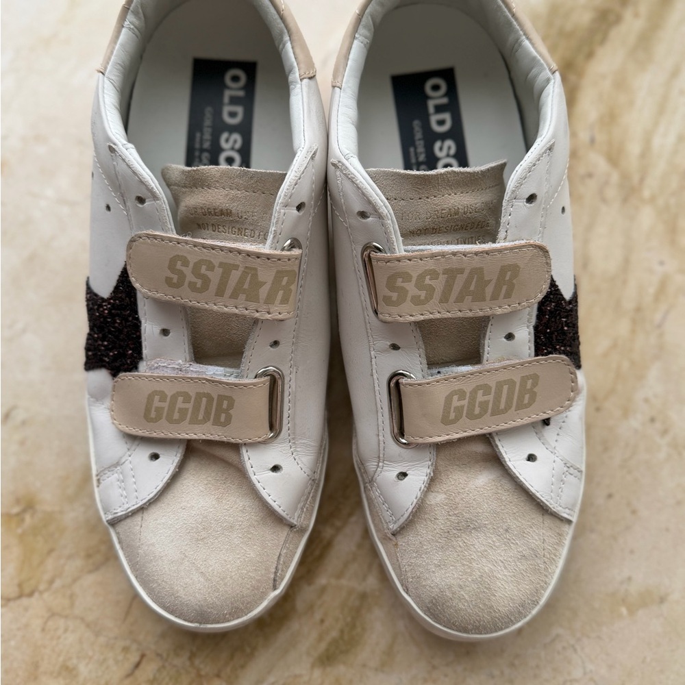 Golden Goose Old School EDT Touch Strap Leather Sneakers